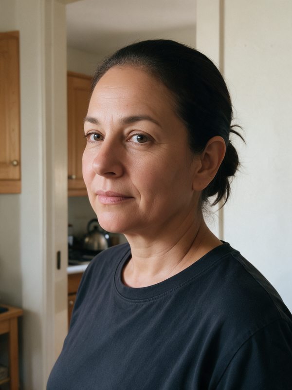 Portrait of Diane, a woman with dark hair pulled back