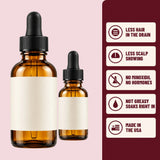 Two Crowned by Her Part dropper bottles beside a list of product features